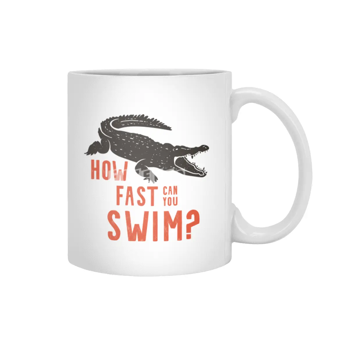How fast Can you Swim? Crocodile Design Beyaz Kupa