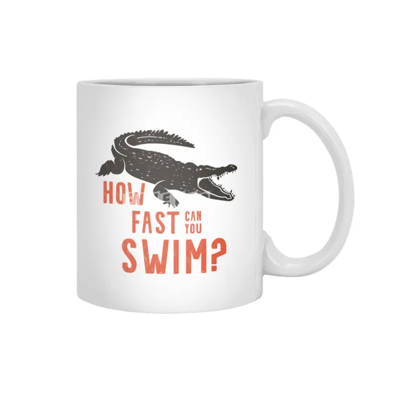 How fast Can you Swim? Crocodile Design Beyaz Kupa
