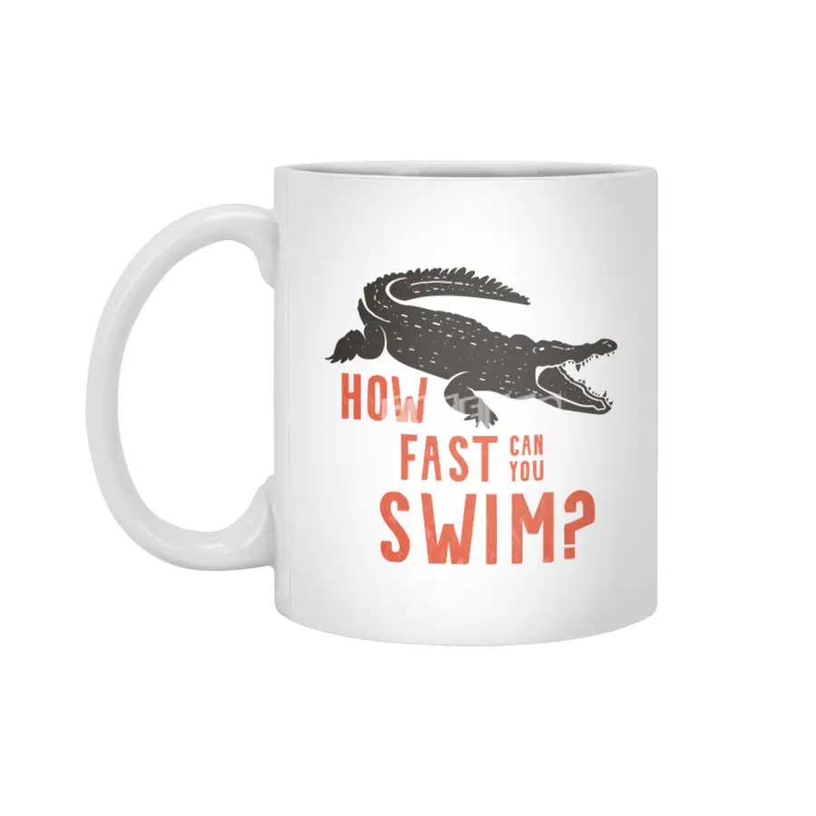 How fast Can you Swim? Crocodile Design Beyaz Kupa