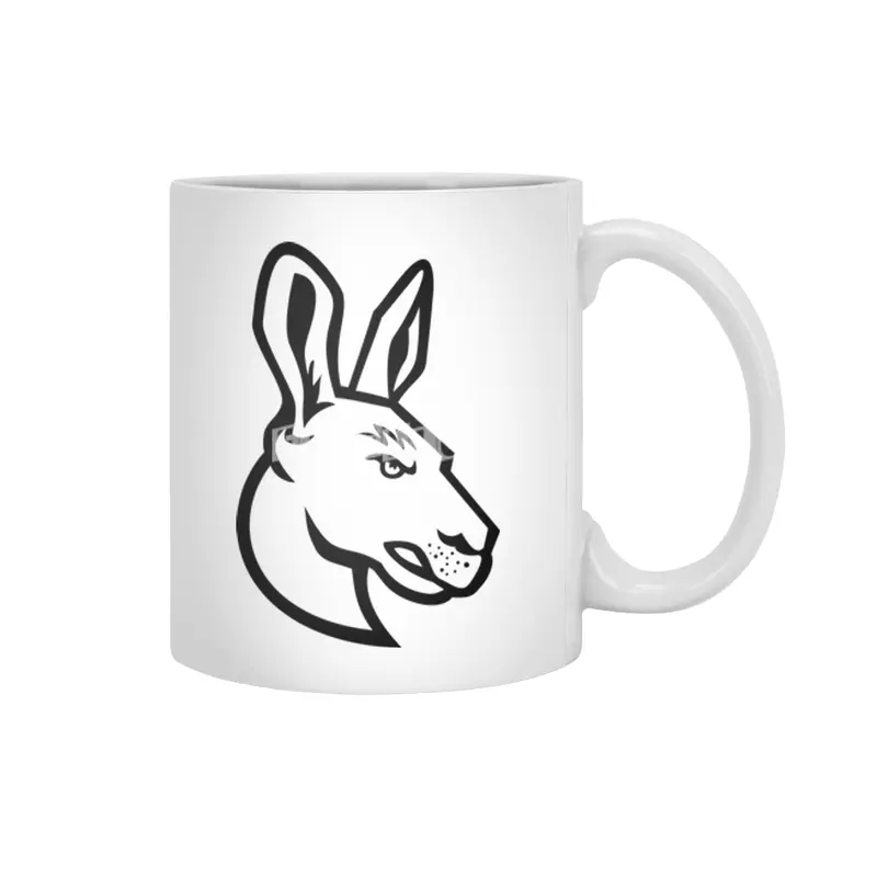 Head of an Angry Kangaroo Side View Mascot Black and White Beyaz Kupa