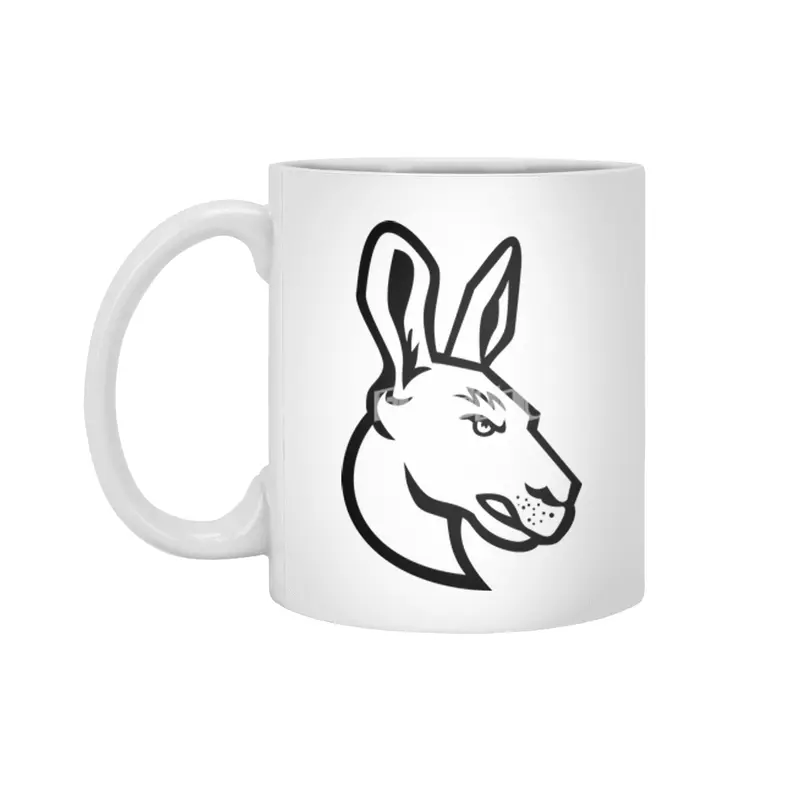 Head of an Angry Kangaroo Side View Mascot Black and White Beyaz Kupa