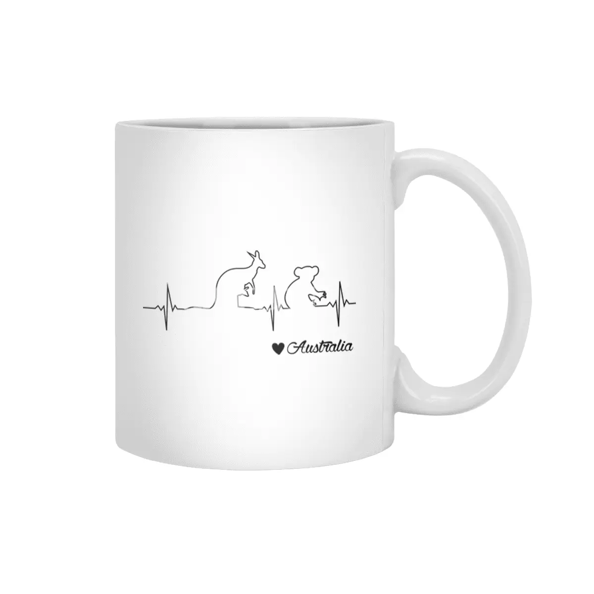 Australia Heartbeat - Kangaroo and Koala Draw Gift Beyaz Kupa