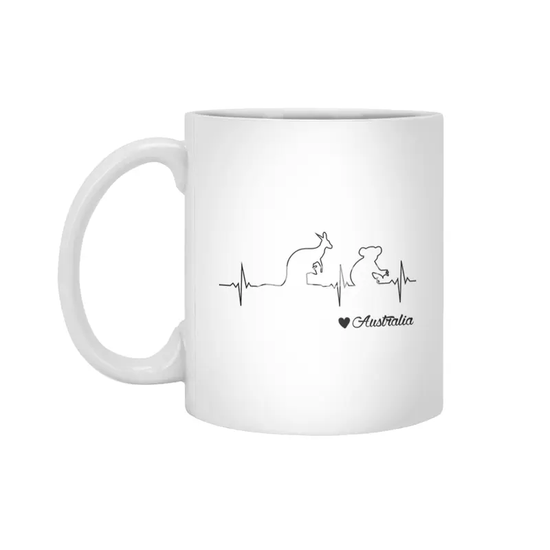 Australia Heartbeat - Kangaroo and Koala Draw Gift Beyaz Kupa