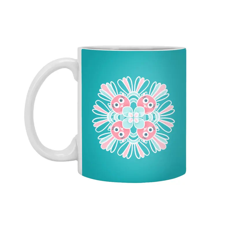Cute Birds Flower Mandala Beyaz Kupa