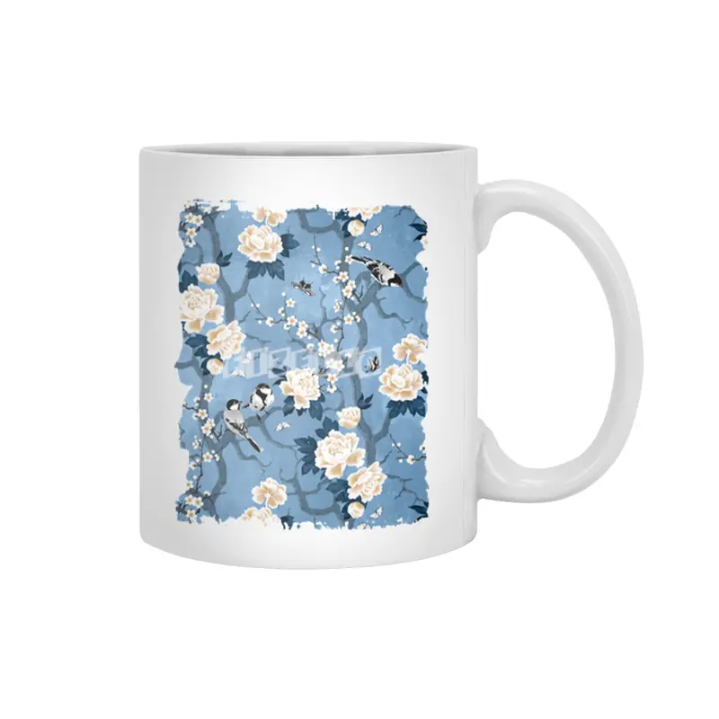 Chinoiserie birds classic blue Beyaz Kupa