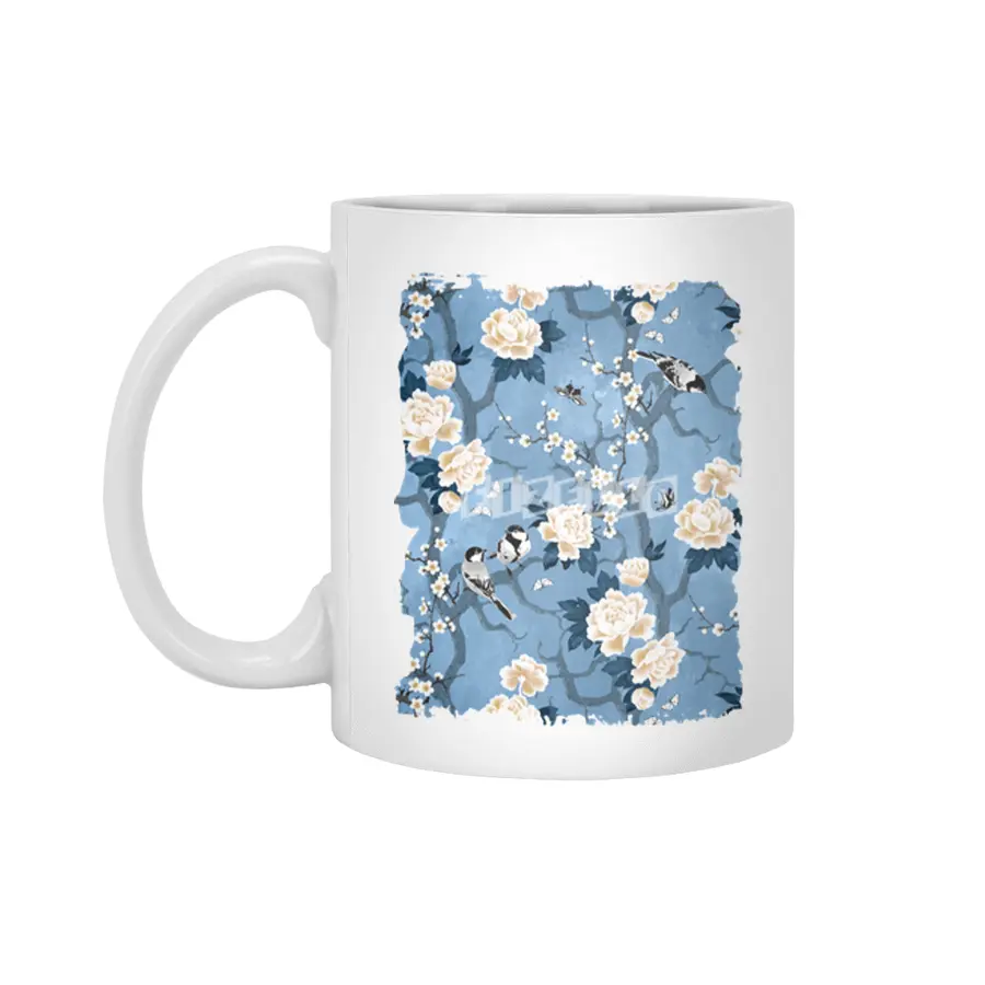 Chinoiserie birds classic blue Beyaz Kupa
