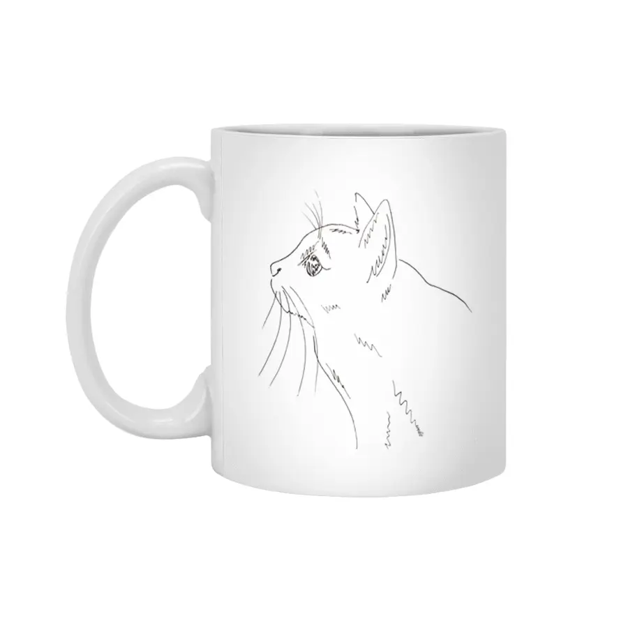 Cat Stalking Birds - black Beyaz Kupa