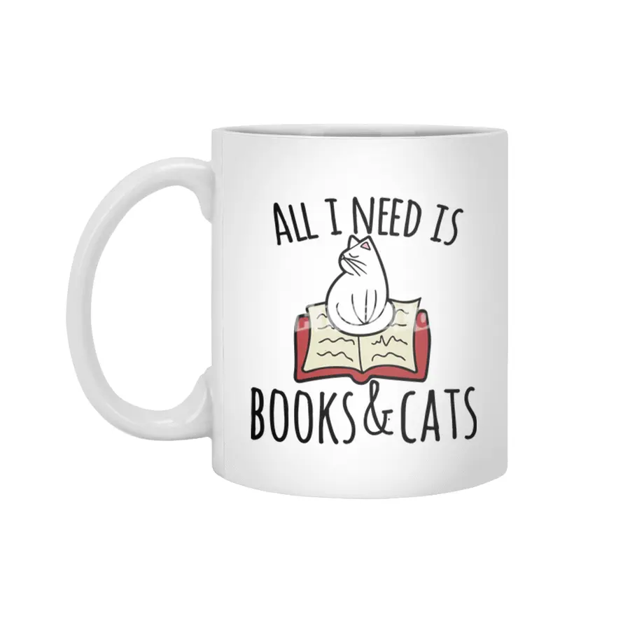 All I need is books and cats Beyaz Kupa