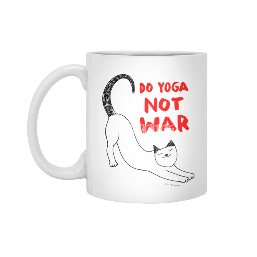Do yoga not war Cat Beyaz Kupa