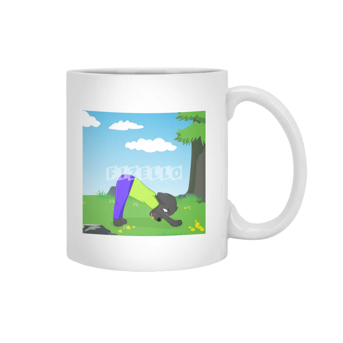 Black Labrador Retriever Spotlights the Yoga Downward Facing Dog Pose Beyaz Kupa