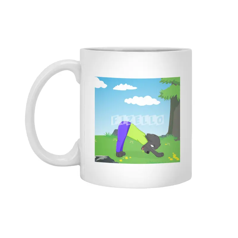 Black Labrador Retriever Spotlights the Yoga Downward Facing Dog Pose Beyaz Kupa