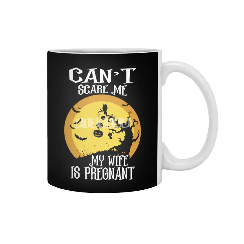 Can't Scare Me My Wife Is Pregnant Halloween Gift Beyaz Kupa
