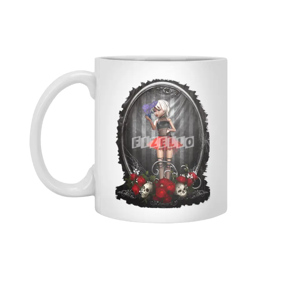 Goth Fashion Girl - Skulls and Roses Beyaz Kupa