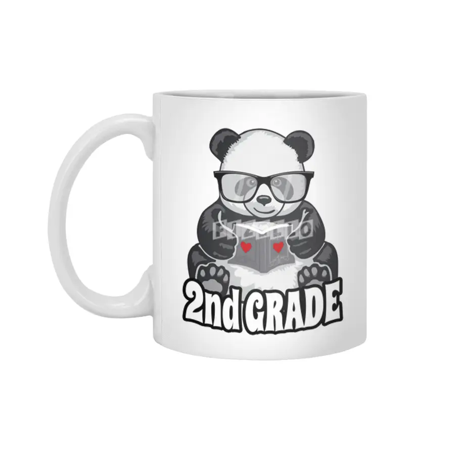 2nd Grade Back To School Panda Book Reader Teacher Heart Beyaz Kupa