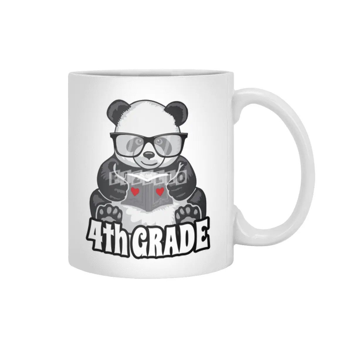 4th Grade Back To School Panda Book Reader Teacher Heart Beyaz Kupa