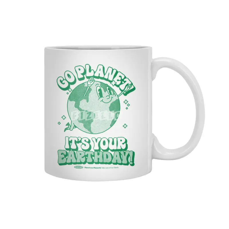 Go Planet It's Your Earth Day Retro Mascot Cute Earth Day Beyaz Kupa