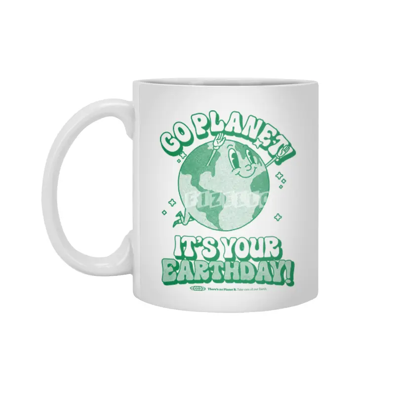 Go Planet It's Your Earth Day Retro Mascot Cute Earth Day Beyaz Kupa