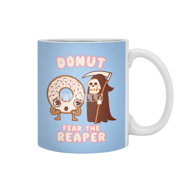 Donut Fear the Reaper - Kawaii style cute funny Halloween Music Beyaz Kupa
