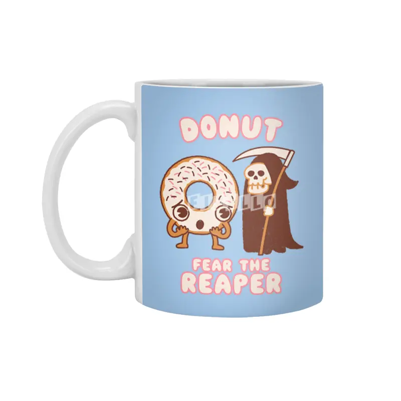 Donut Fear the Reaper - Kawaii style cute funny Halloween Music Beyaz Kupa