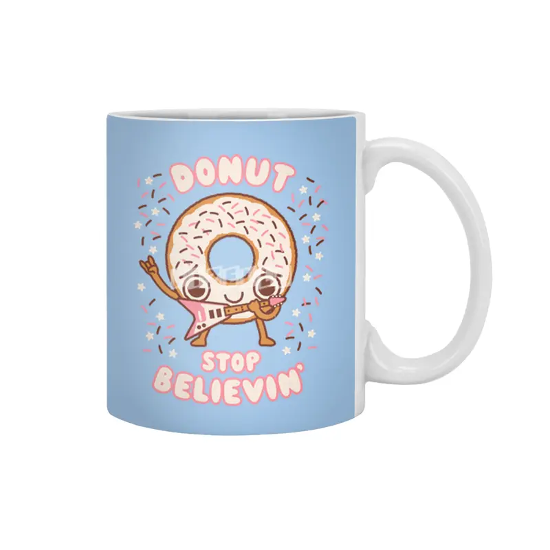 Donut Stop Believin - Kawaii style cute funny musical Beyaz Kupa