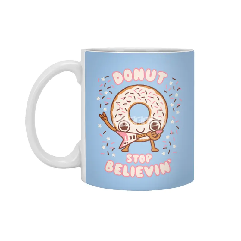 Donut Stop Believin - Kawaii style cute funny musical Beyaz Kupa