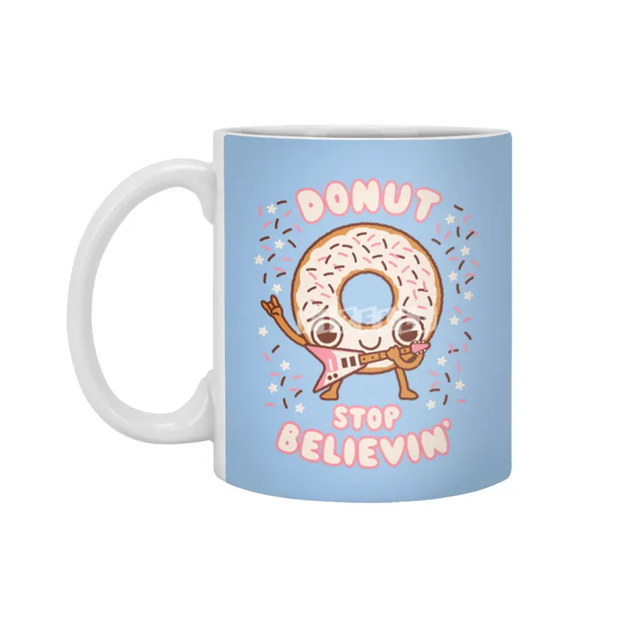 Donut Stop Believin - Kawaii style cute funny musical Beyaz Kupa