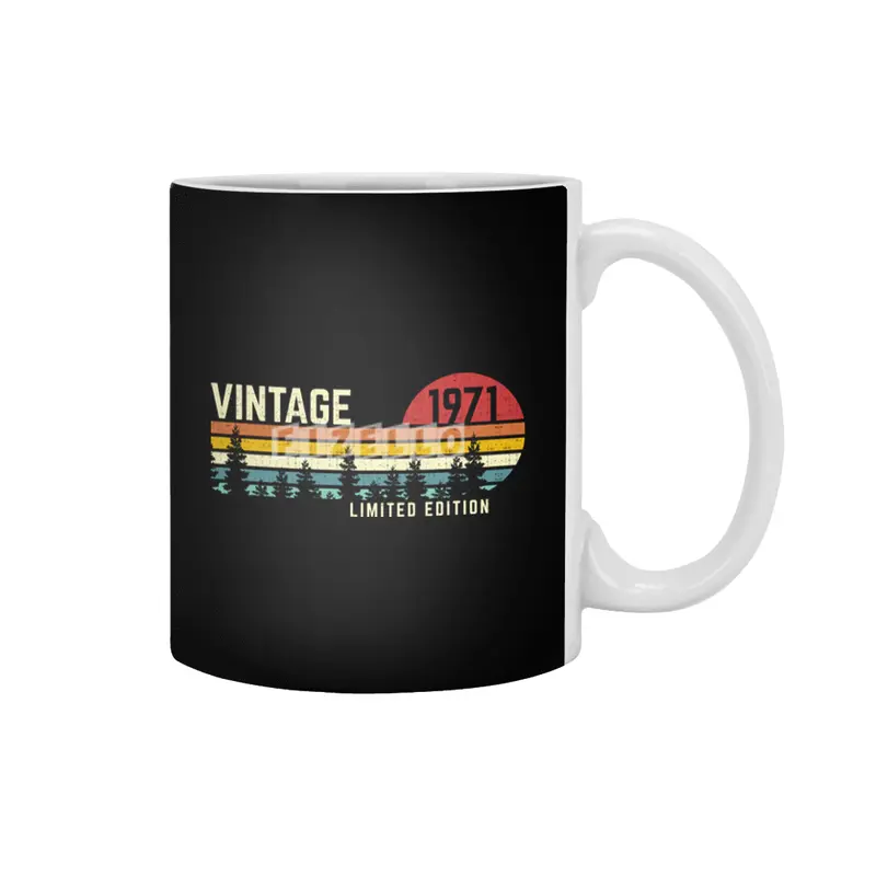 get this vintage sunset 1971 limited edition 50th birthday 50 years old retro classic cute design Beyaz Kupa