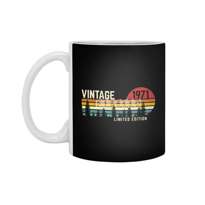 get this vintage sunset 1971 limited edition 50th birthday 50 years old retro classic cute design Beyaz Kupa