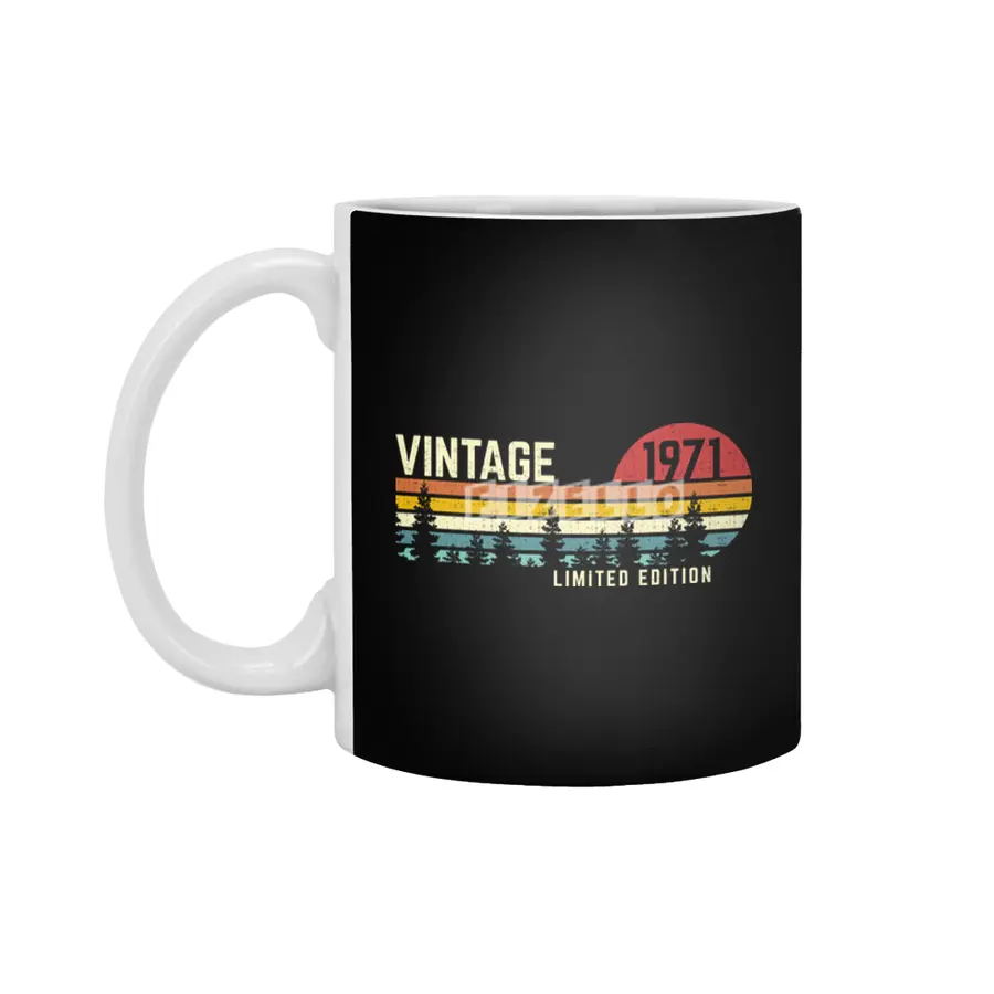 get this vintage sunset 1971 limited edition 50th birthday 50 years old retro classic cute design Beyaz Kupa