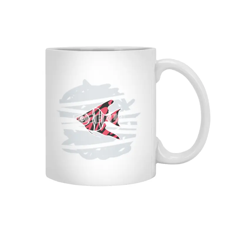 zebra red skin freshwater angelfish Beyaz Kupa