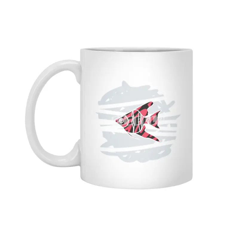 zebra red skin freshwater angelfish Beyaz Kupa