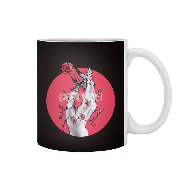 Creepy Hand With Rose And Thorns Gothic Art Beyaz Kupa