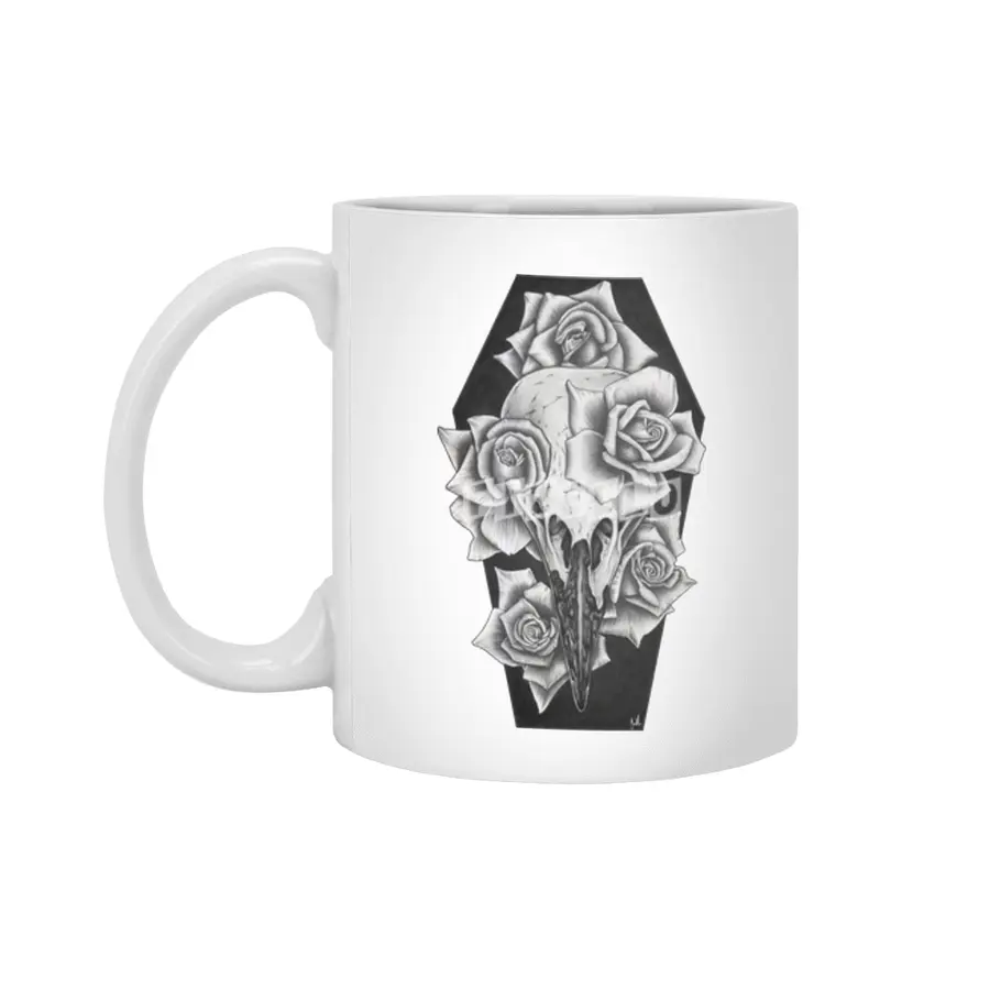 Raven Rose Print Beyaz Kupa