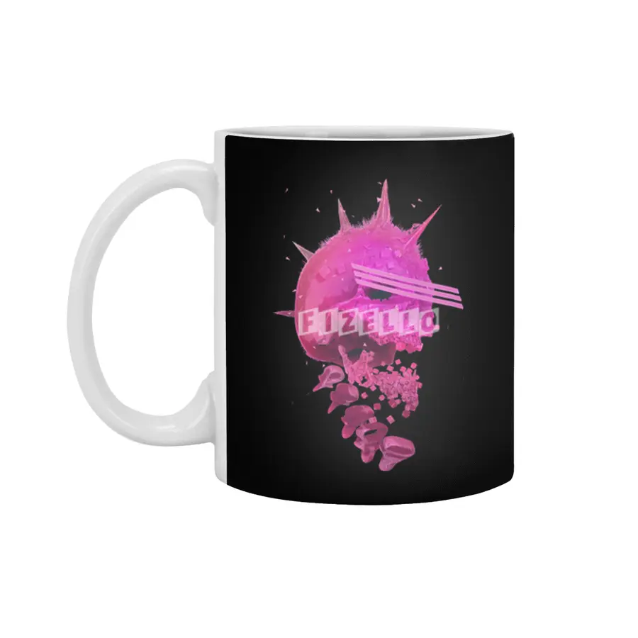 Pink Neon 80's Skull Beyaz Kupa
