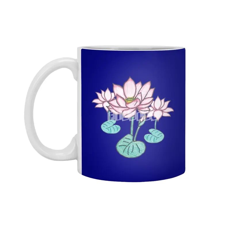 Beautiful Hand Drawn Lotus Flowers Beyaz Kupa