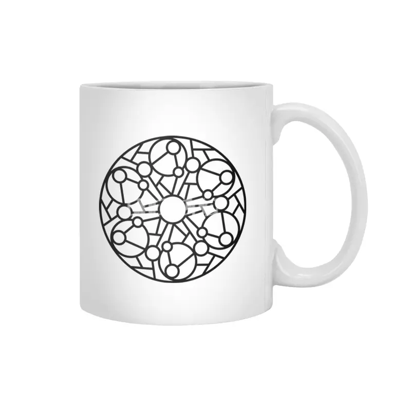 Black and white circle flower ornament, ornamental round lace design. Floral mandala. Hand drawn ink Beyaz Kupa