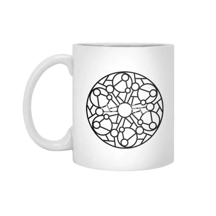 Black and white circle flower ornament, ornamental round lace design. Floral mandala. Hand drawn ink Beyaz Kupa