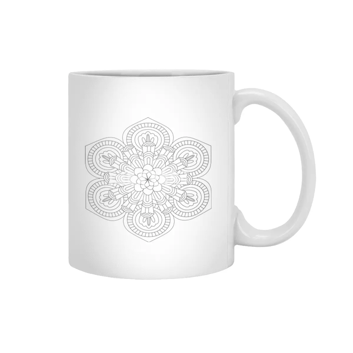 Black and white mandala vector isolated on white. Vector hand drawn circular decorative element. Beyaz Kupa