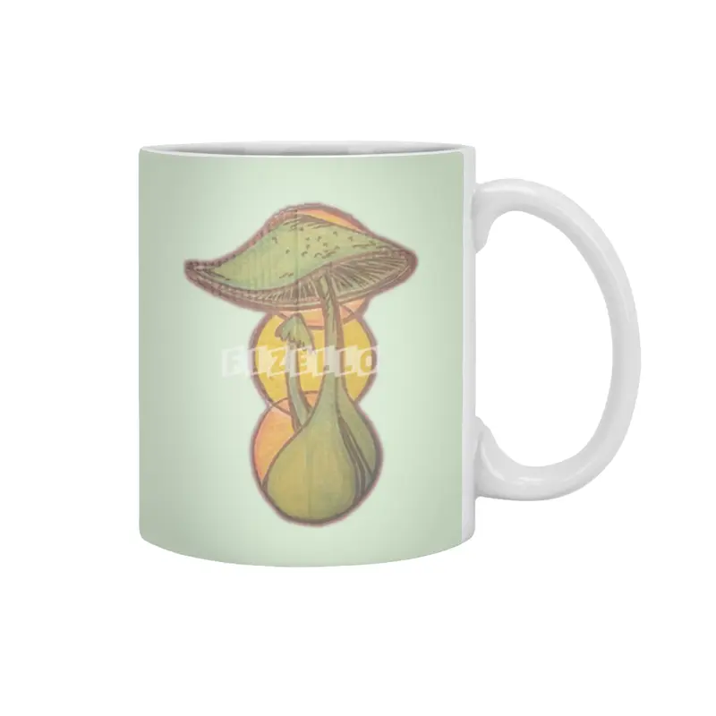 Mushrooms! Hand Drawn Original Artwork! Mushroom Home Painted Painting Beyaz Kupa