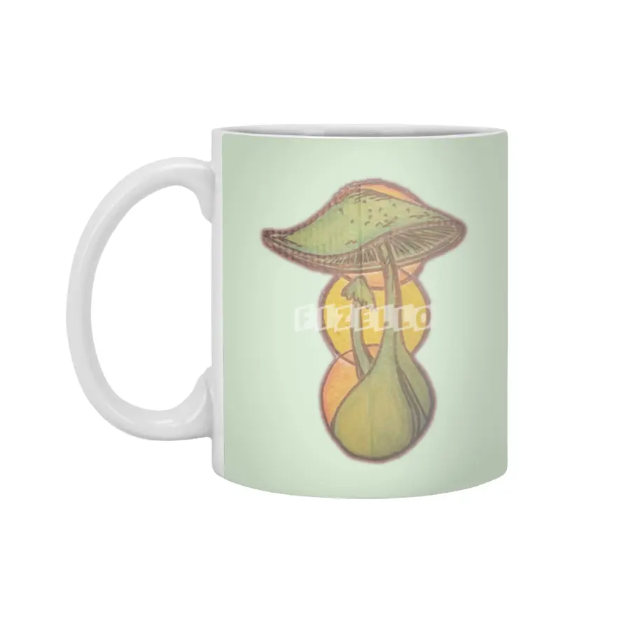 Mushrooms! Hand Drawn Original Artwork! Mushroom Home Painted Painting Beyaz Kupa