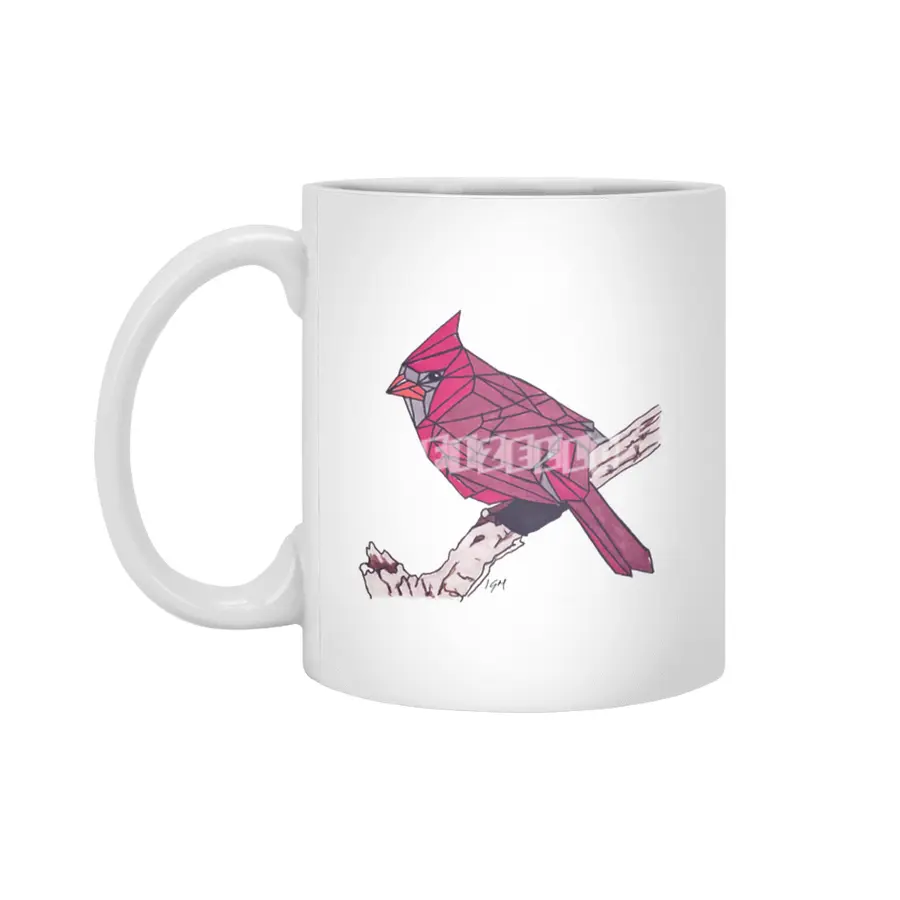 Angled Robin Hand Drawn Art Beyaz Kupa