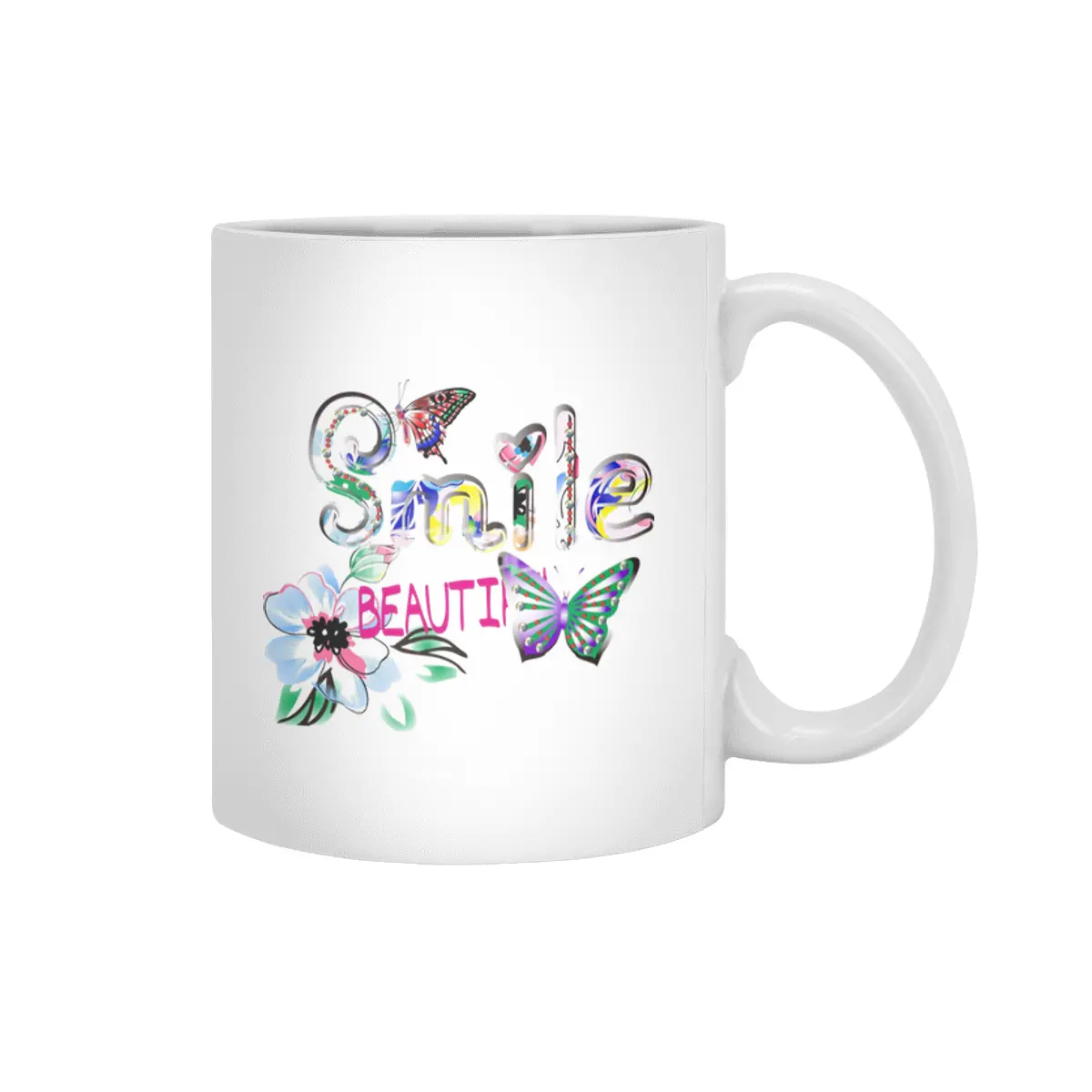 Butterfly alphabet letter smile beauty Beyaz Kupa