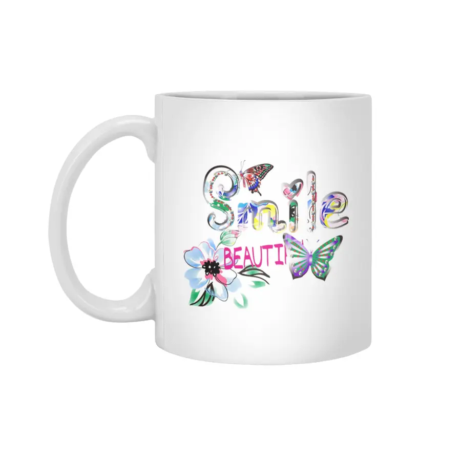 Butterfly alphabet letter smile beauty Beyaz Kupa