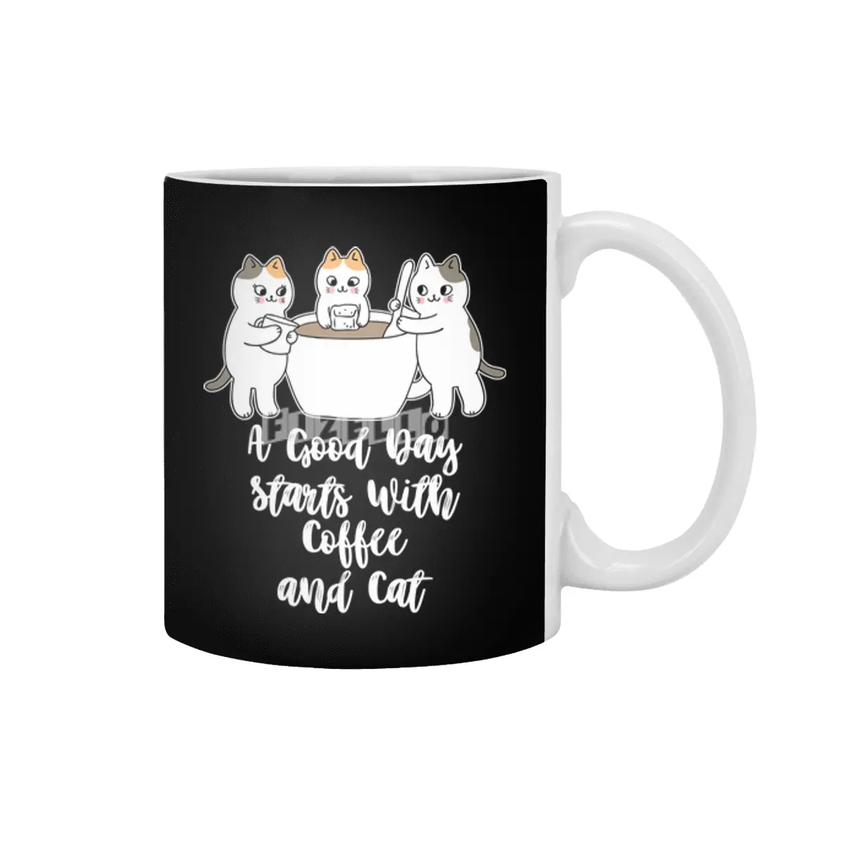 A Good Day Starts With Coffee and Cat Cute Kitty Lovers Beyaz Kupa