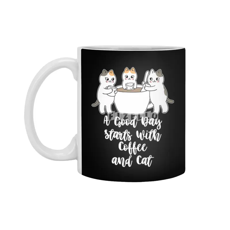 A Good Day Starts With Coffee and Cat Cute Kitty Lovers Beyaz Kupa