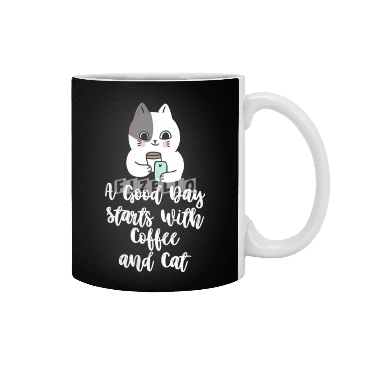 A Good Day Starts With Coffee and Cat Cute Kitty Lovers Beyaz Kupa