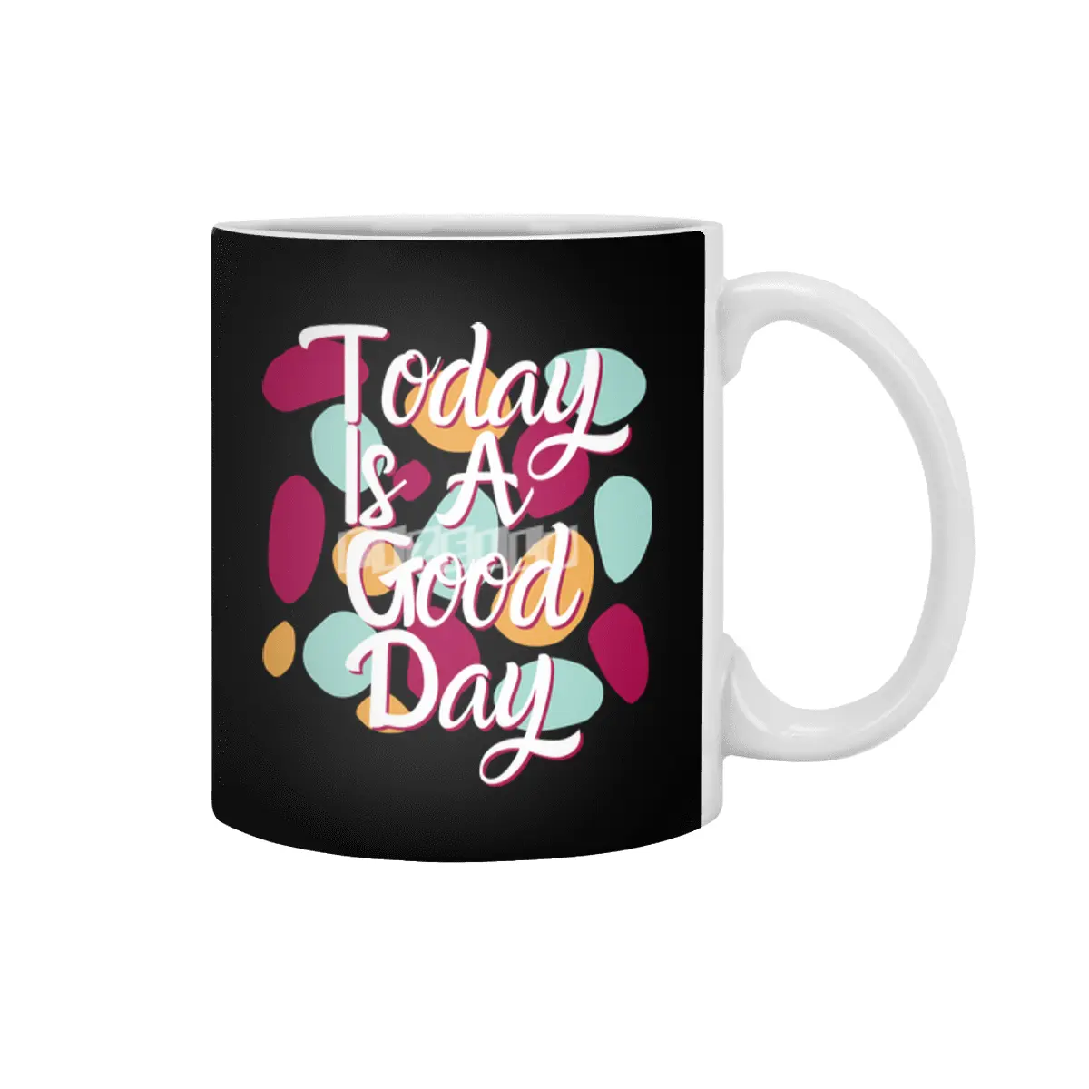 Today Is A Good Day Colorful Polka Blobs - Abstract Wobbly Polka Dots Black Beyaz Kupa