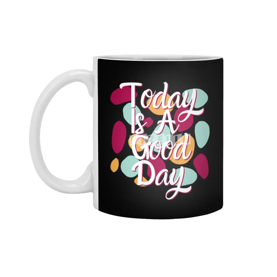 Today Is A Good Day Colorful Polka Blobs - Abstract Wobbly Polka Dots Black Beyaz Kupa