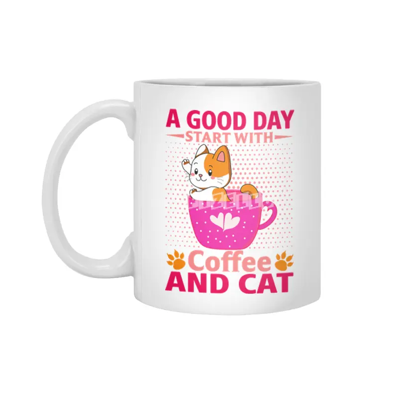 A Good Day Start With Coffee And Cute Cat Best Idea For Cat Lover Beyaz Kupa