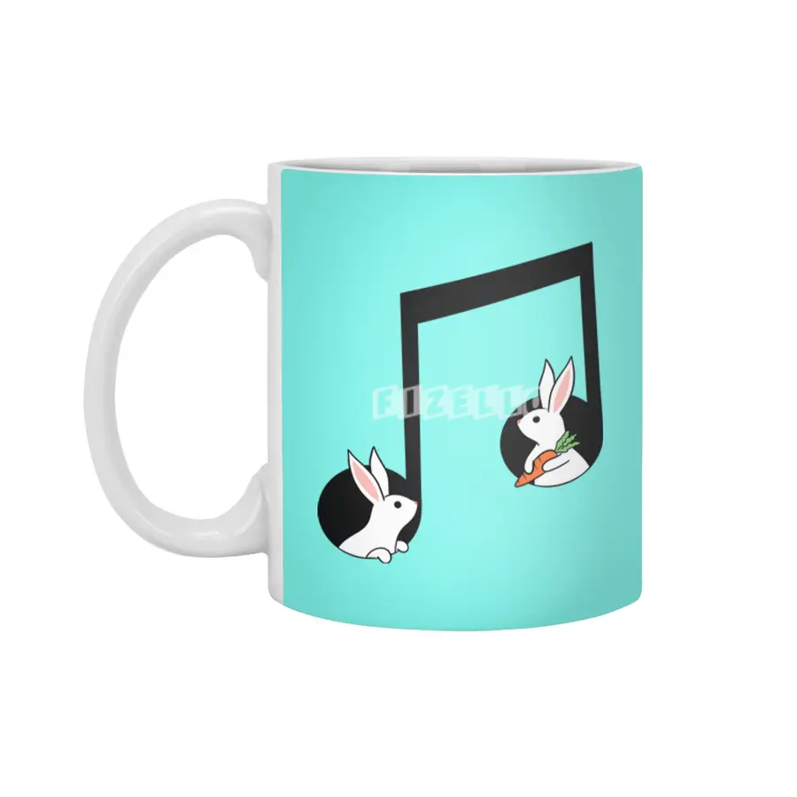 Animals music rabbits Beyaz Kupa